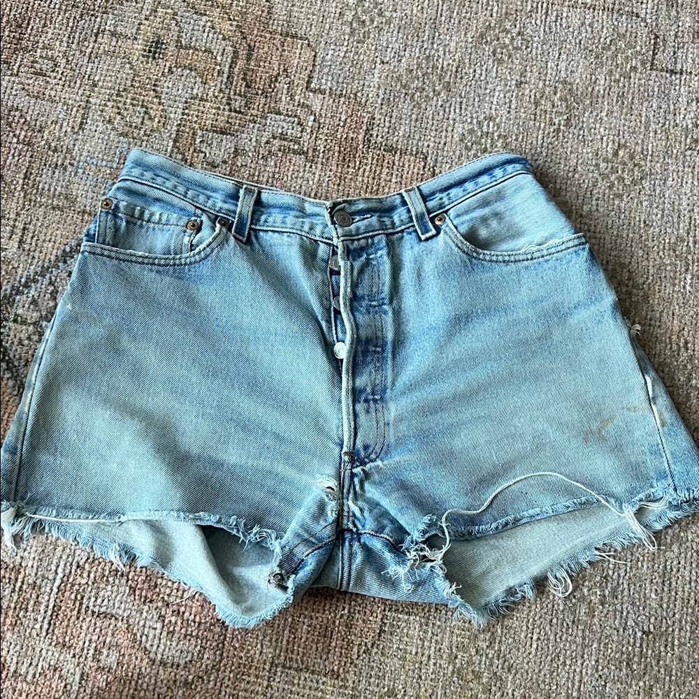 Levi's Light Blue Distressed Jean Shorts